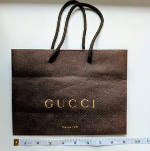 Authentic Gucci Small Shopping Gift Bag – Brown w/ Gold Logo